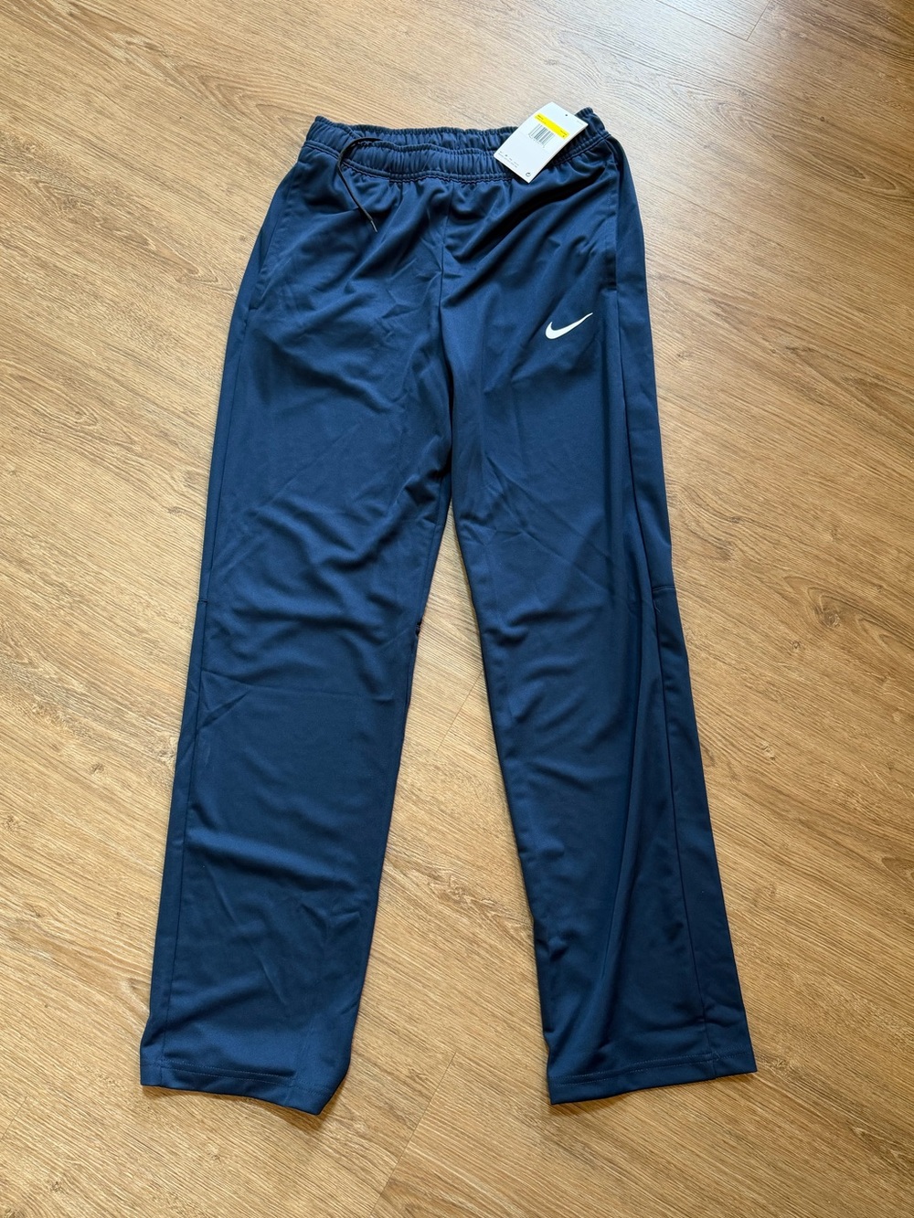 New Men's Nike Navy Blue dri-fit pants with White Swoosh